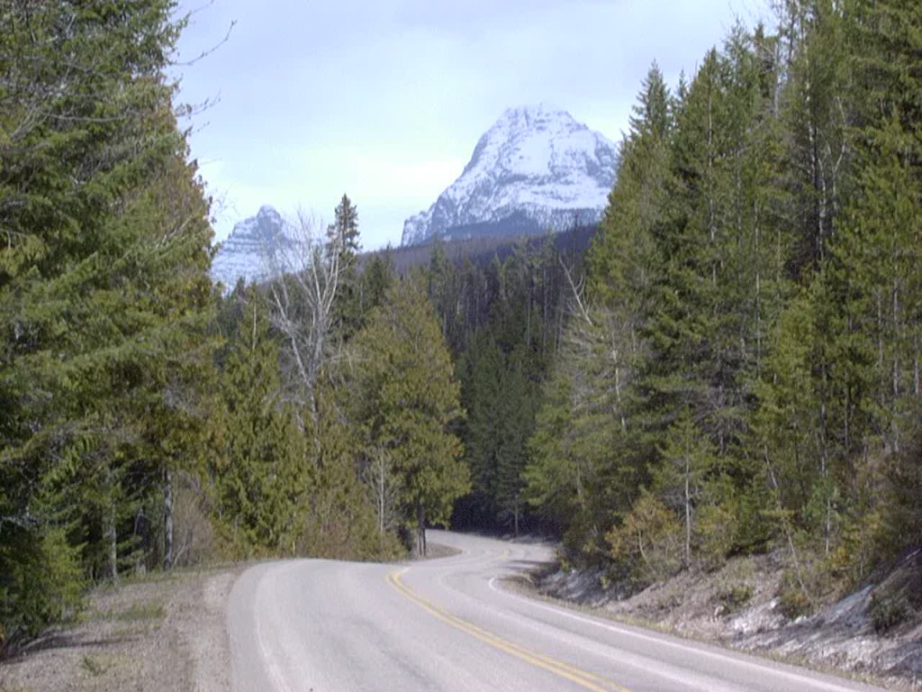View along Glacier National Park Road approaching Going to the sun road