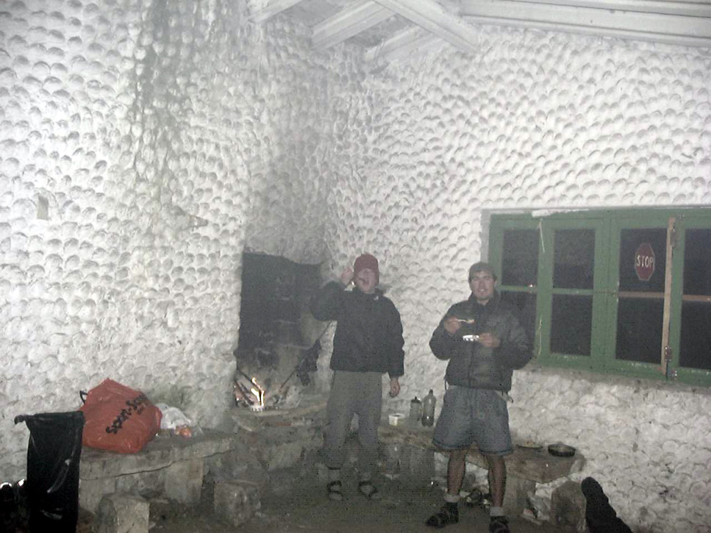We found this abandoned stone hut in time for a freezing night.