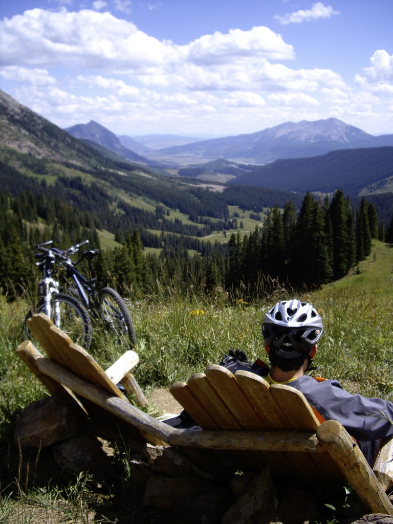 You will want to sit and relax in these wooden chairs on the 403 Trail