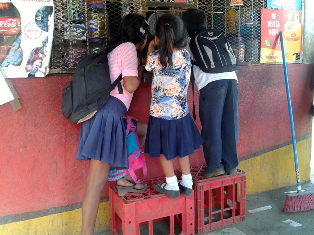 After school, children commonly gather at the road side stores to buy candy and chewing gum