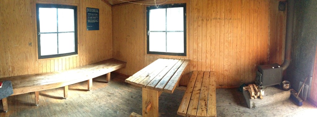 Inside one of the aforementioned shelters.