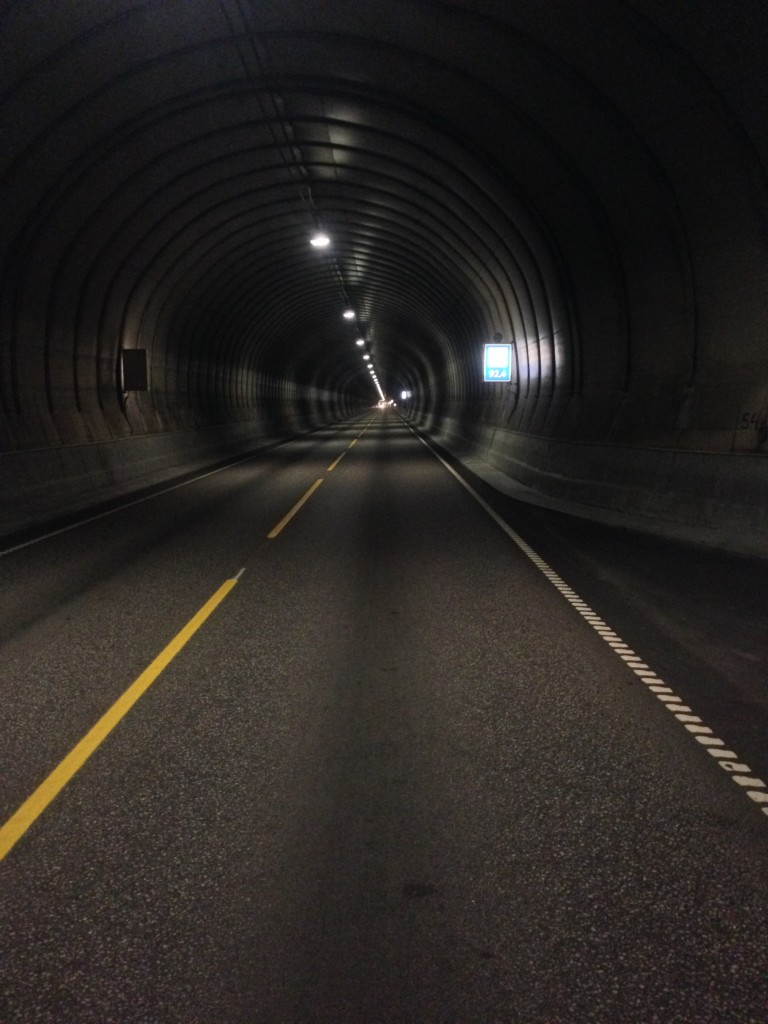 In the Lofoten, you will still need to ride through tunnels - but fortunately, there are no bicycle restrictions in most of these tunnels. You can see that there is a narrow shoulder - which is better than none. You definitely will want to make sure that you are using a tail light.