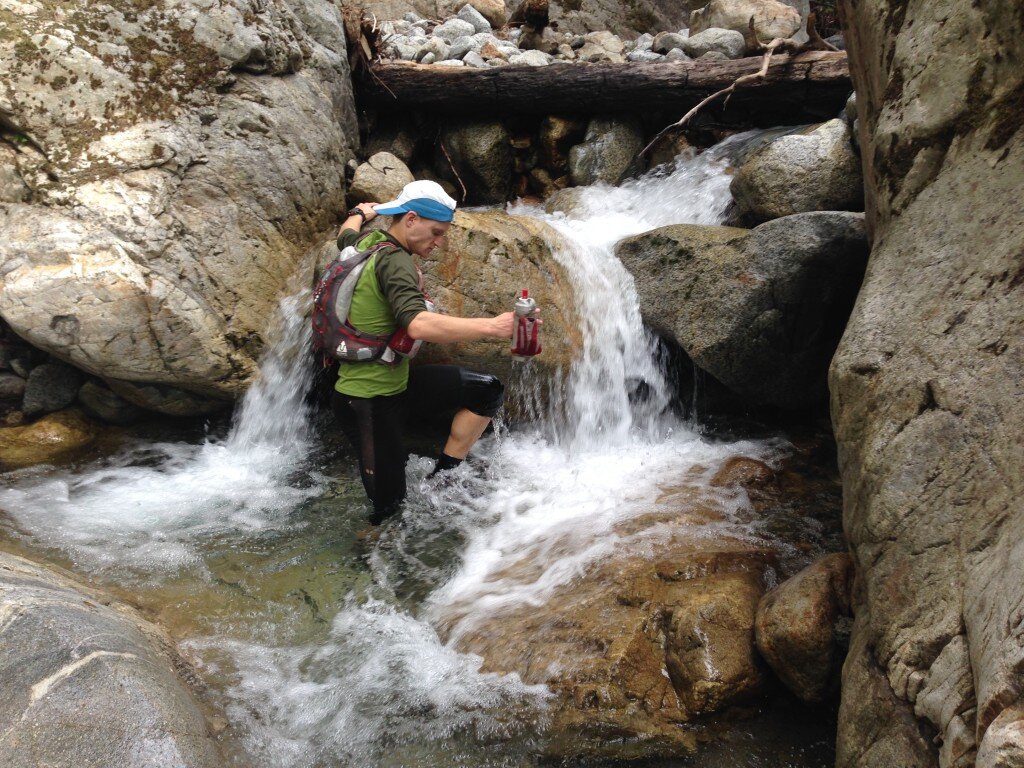 Leor climbing another mini falls.