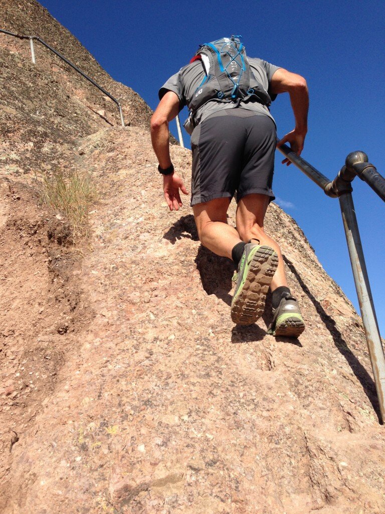 This is Glenn ascending the High Peaks trail. This portion of the trail is not really runnable.