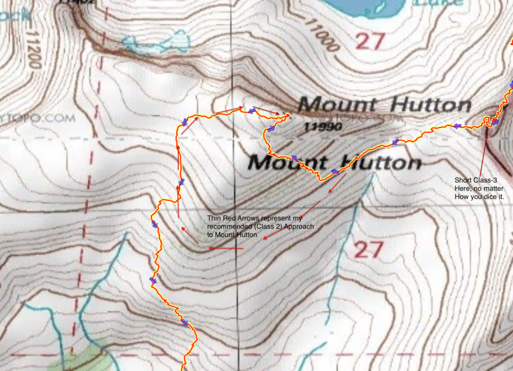 Map detailing changes I may have made to the Mount Hutton Approach