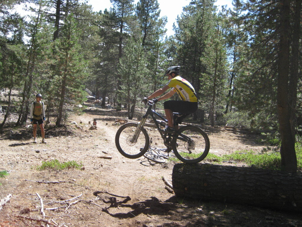 There are some fun log drops along the way