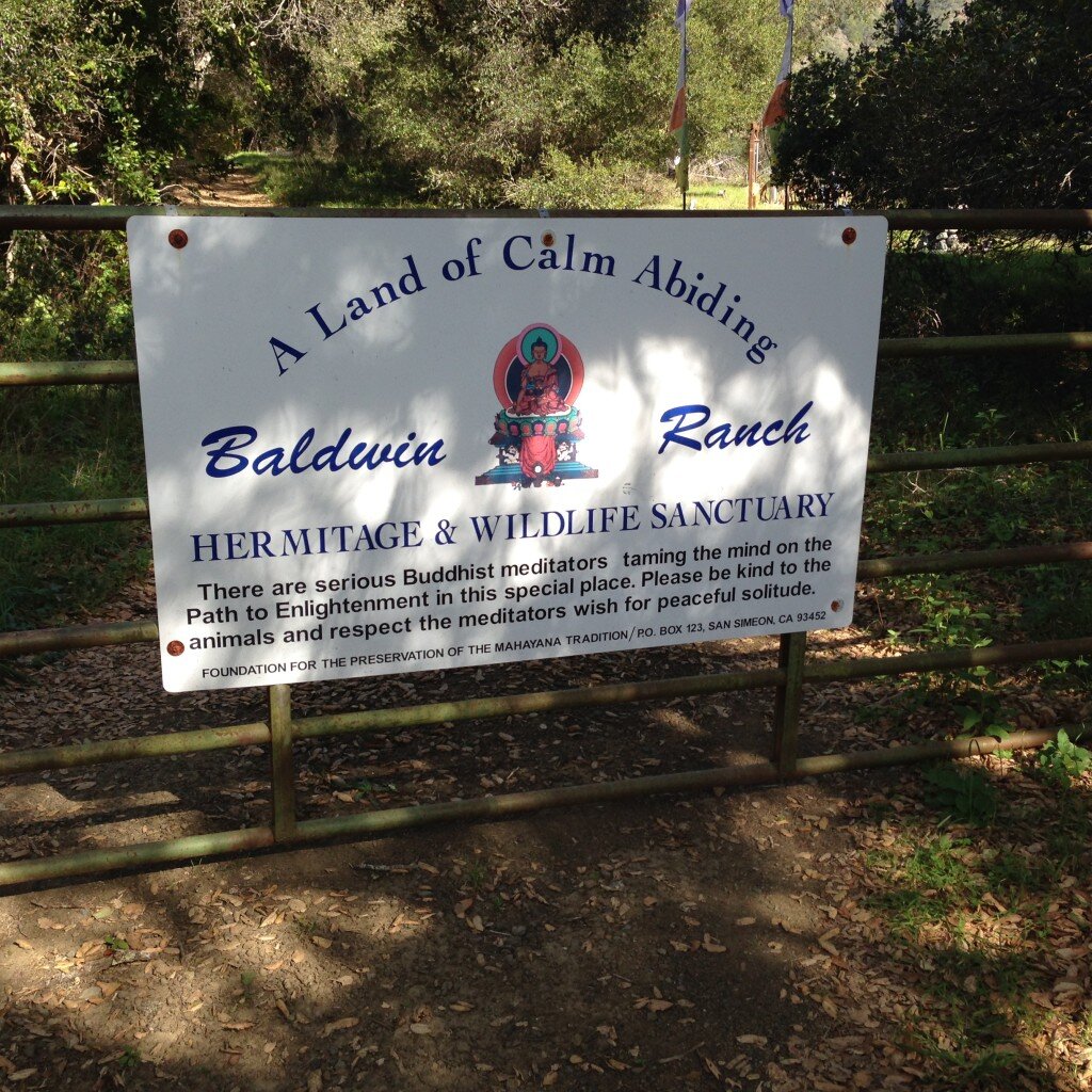 Entrance to the Buddhist Hermitage. You're allowed to walk Baldwin Ranch Road.