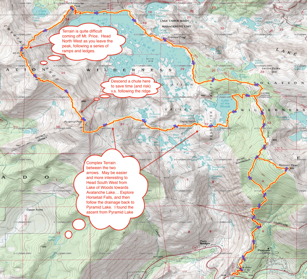 My route is in red; proposed changes shown in bubbles.