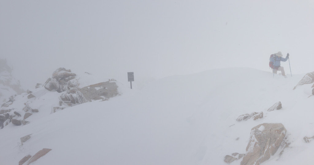 Janet post-holing on Kearsarge Pass