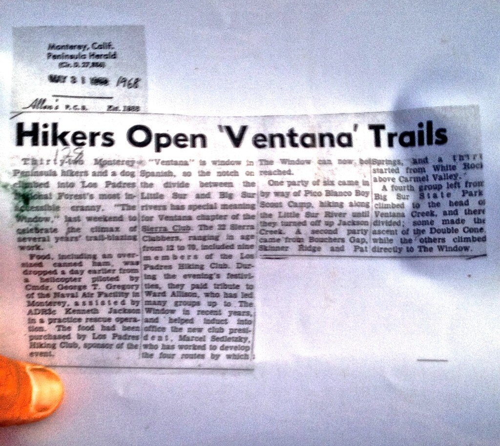 Photo of one of the news articles found inside the summit register on Kandlbinder.