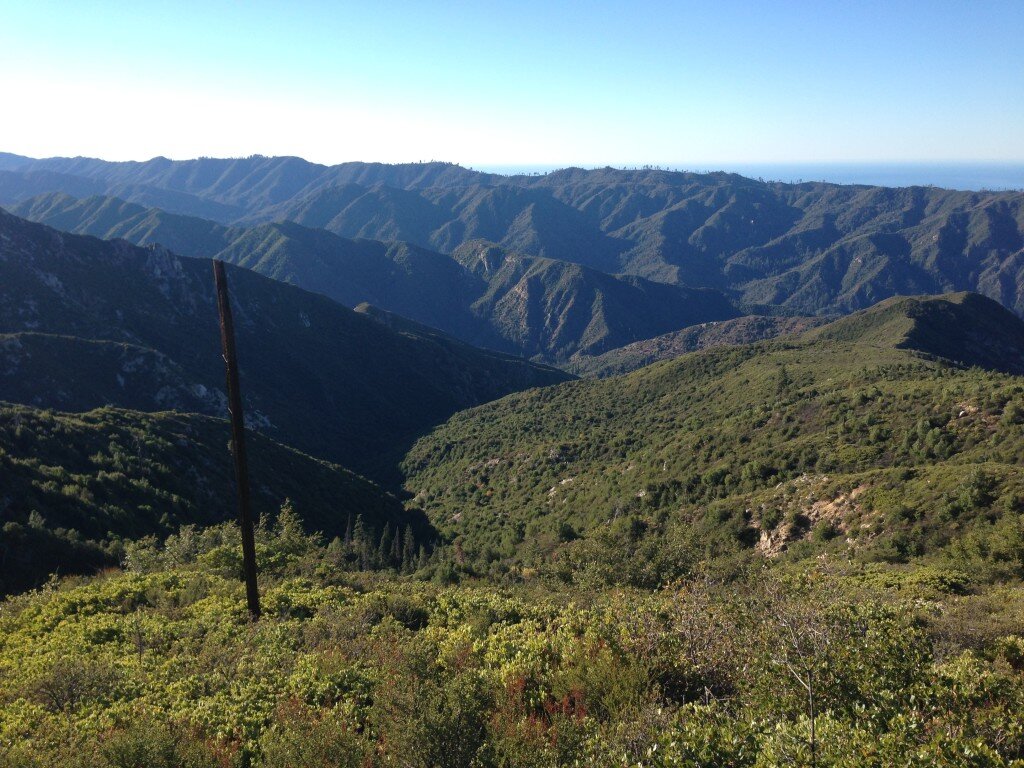 Looking down upon the Big Sur River drainage.
