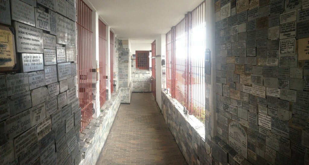 Plaques of those who donated to the church atop Monserate, Bogota.