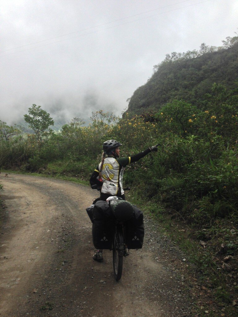Janet pointing out some hanging gardens along the Pululahua route