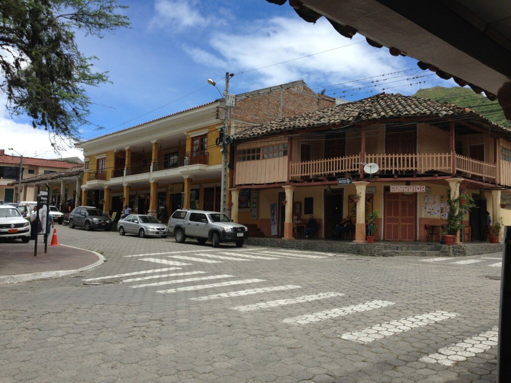 The town square at Vilcabamba. You can find varied food here, as well as accommodation.