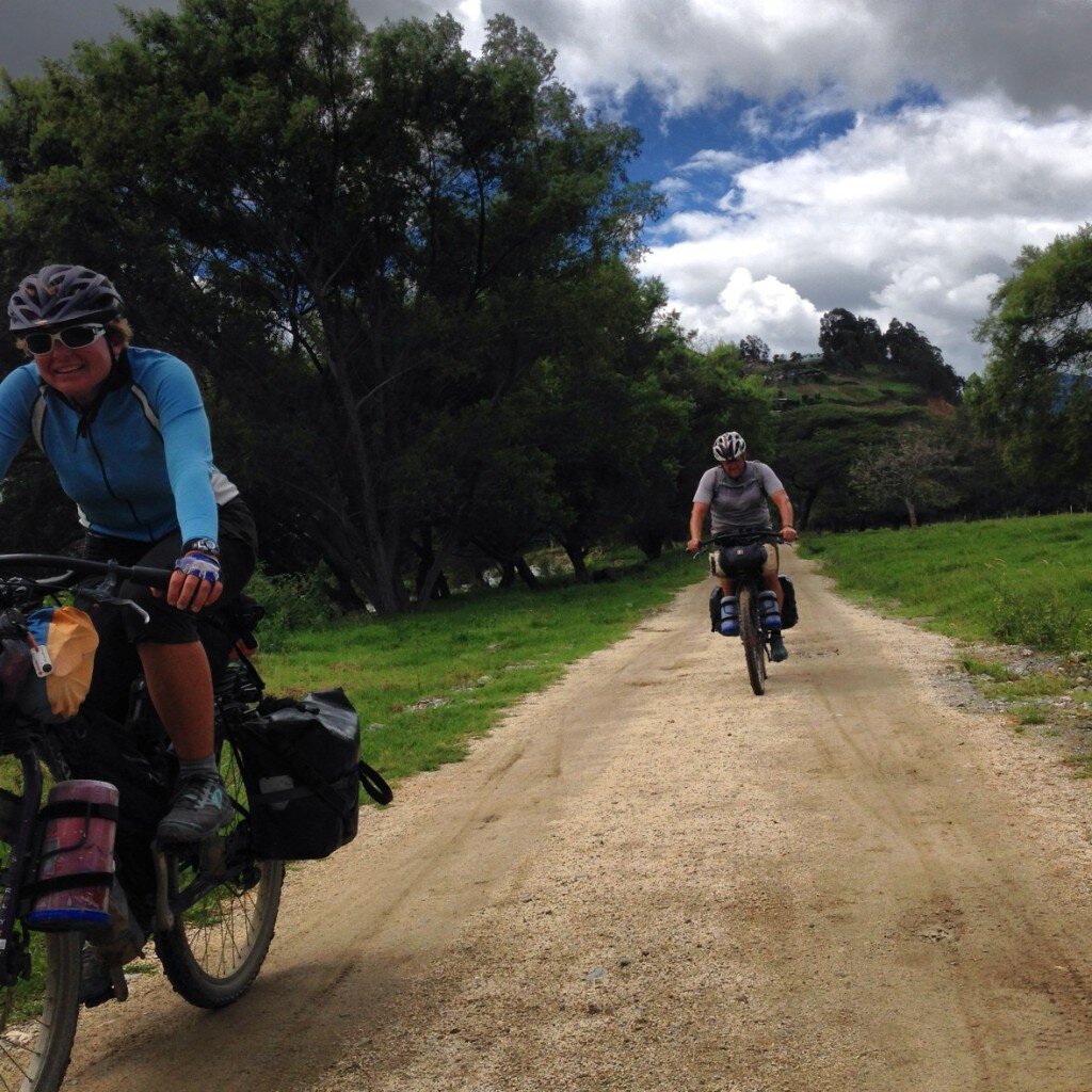 All smiles on the bike path into Loja!