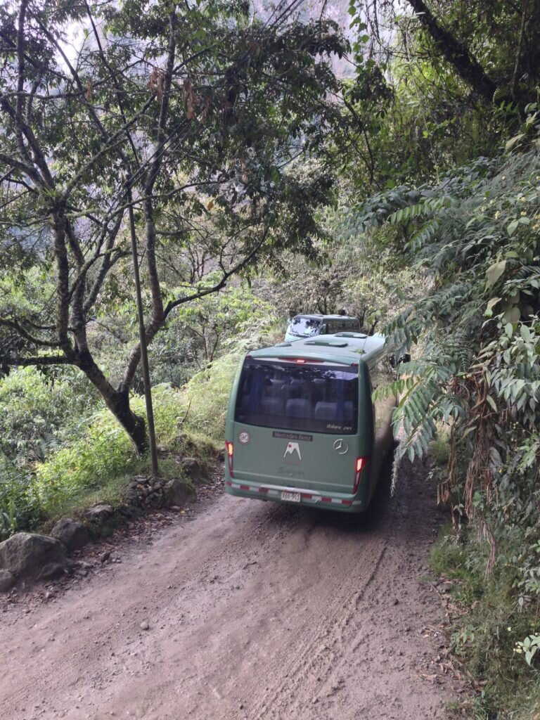 Busses head up and down the road to Machu Picchu every few minutes.