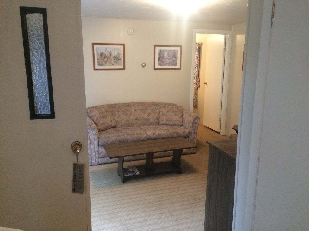 My cozy, but possibly carbon monoxide poisoned mobile home for one night.
